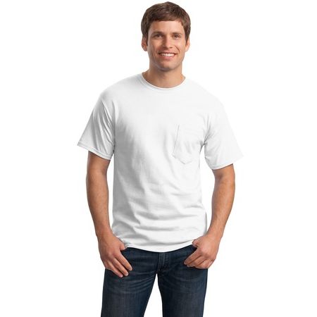 Hanes - Tagless 100%  Cotton T-Shirt with Pocket.  5590