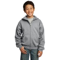 Port & Company - Youth Full-Zip Hooded Sweatshirt.  PC90YZH